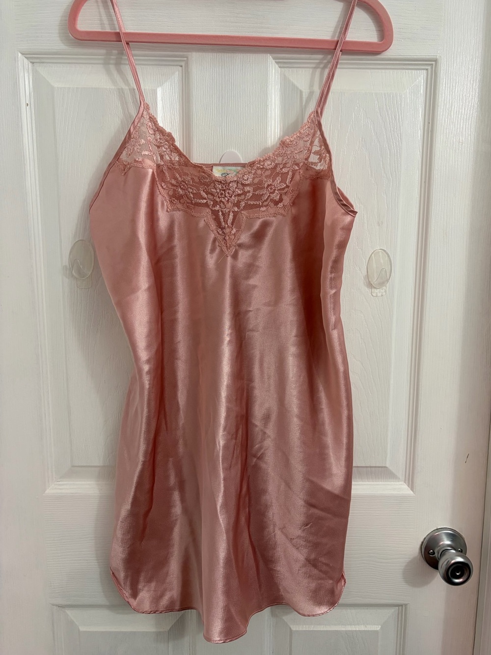 Satin Lace-Trim Slip chemise- Pink size medium $8